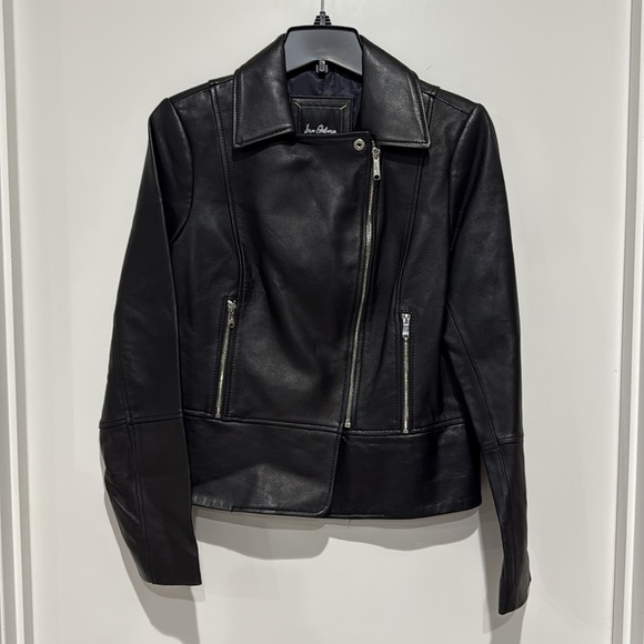 Sam Edelman Black Peplum Leather Jacket - M - Picture 3 of 8